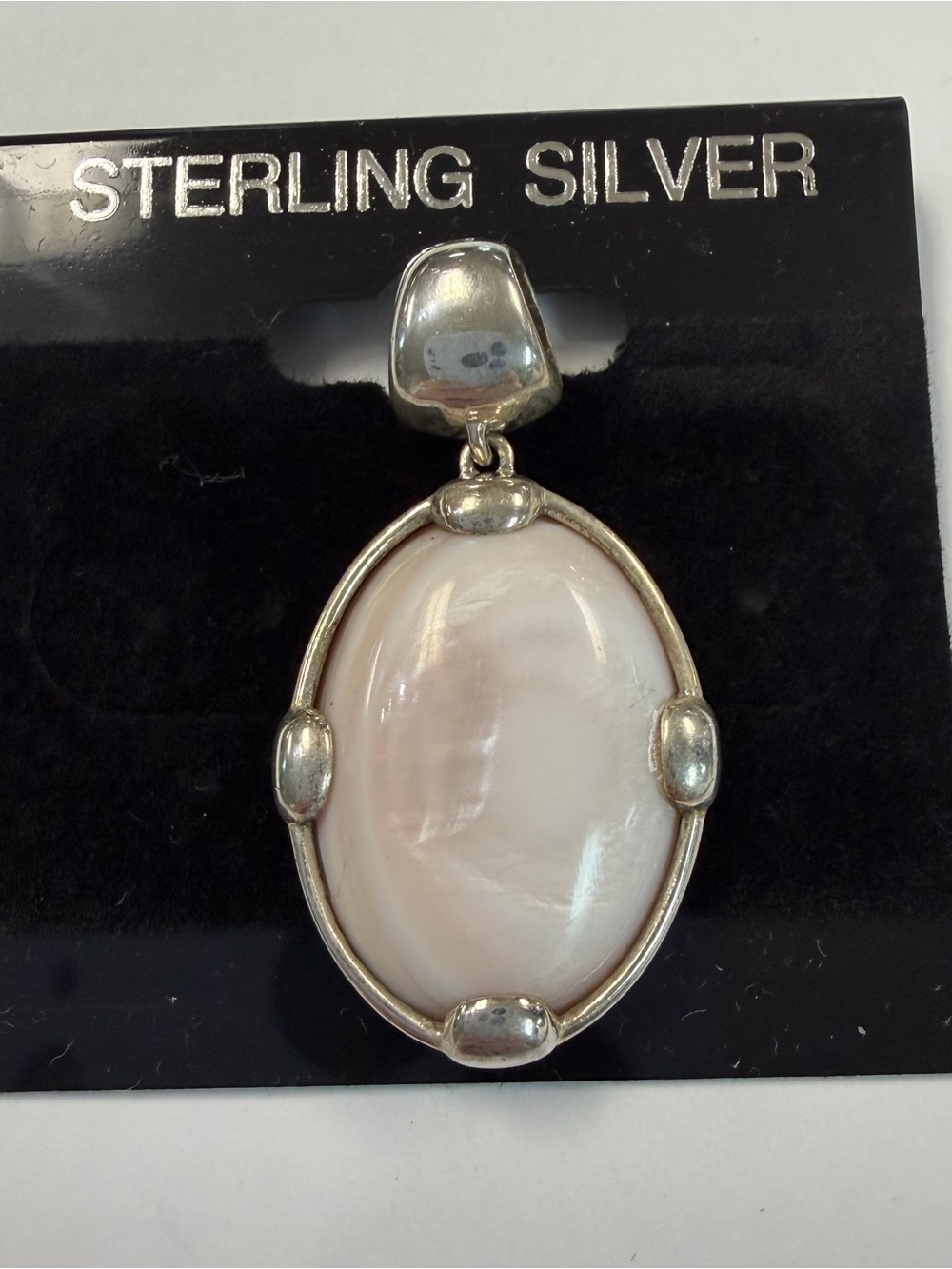 Sterling Silver Pink Mother-of-Pearl Oval Pendant
